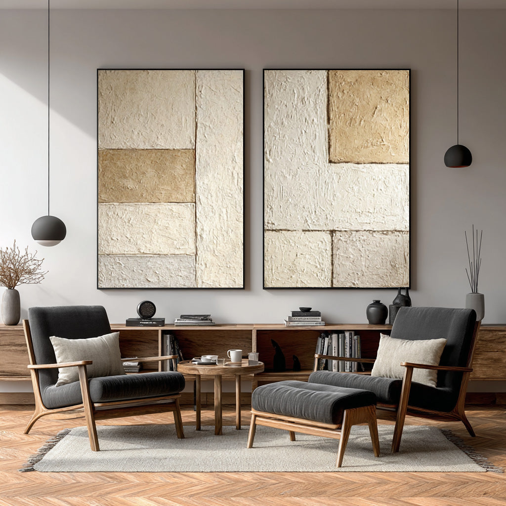 Contemporary Oversized Textured Canvas Set Of 2 #AG 022