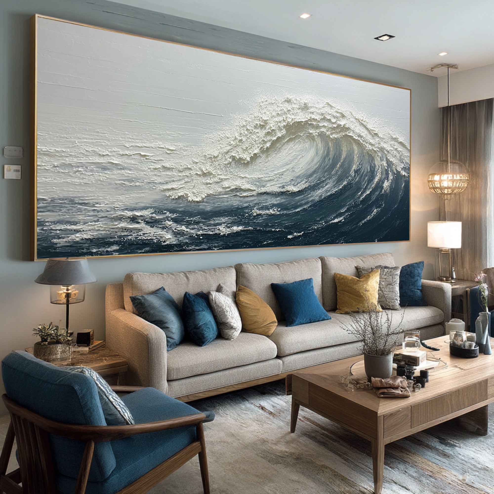 Ocean Wave Textured Art - Dynamic Coastal Painting #AG 062