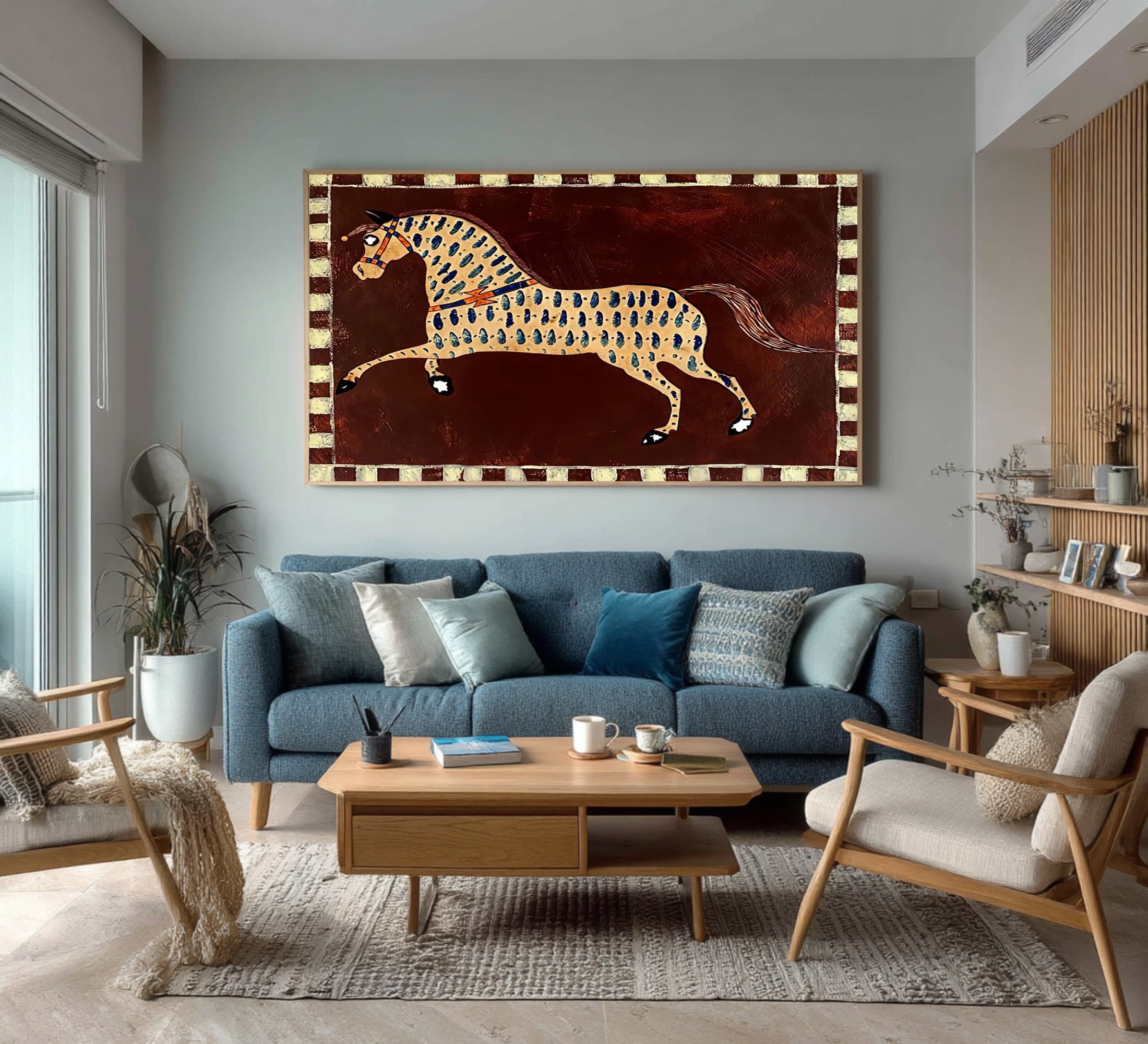 Large Decorative Horse Painting Rustic Contemporary Wall Art | KeiraArt