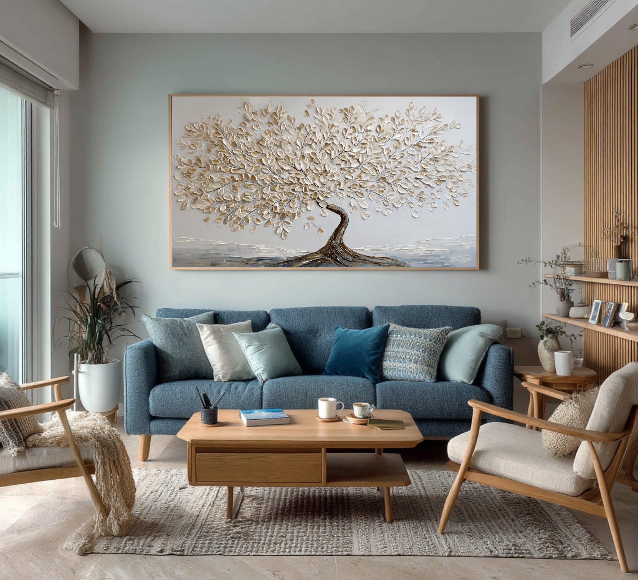 Textured Tree of Life Painting - Modern Abstract Wall Art #AG 066