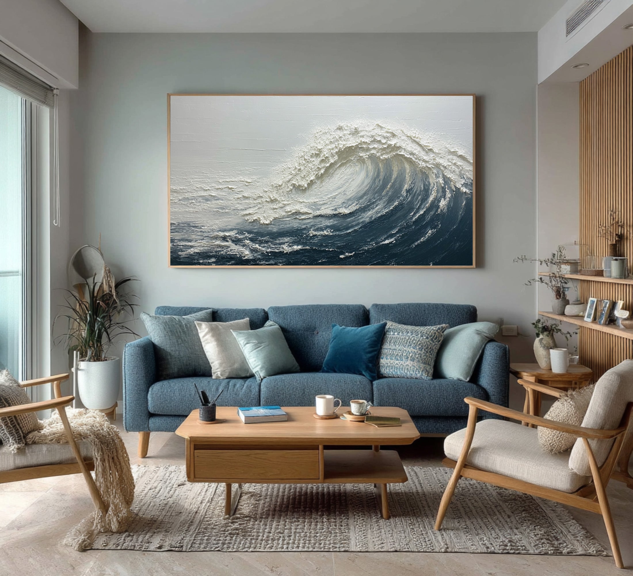 Ocean Wave Textured Art - Dynamic Coastal Painting #AG 062