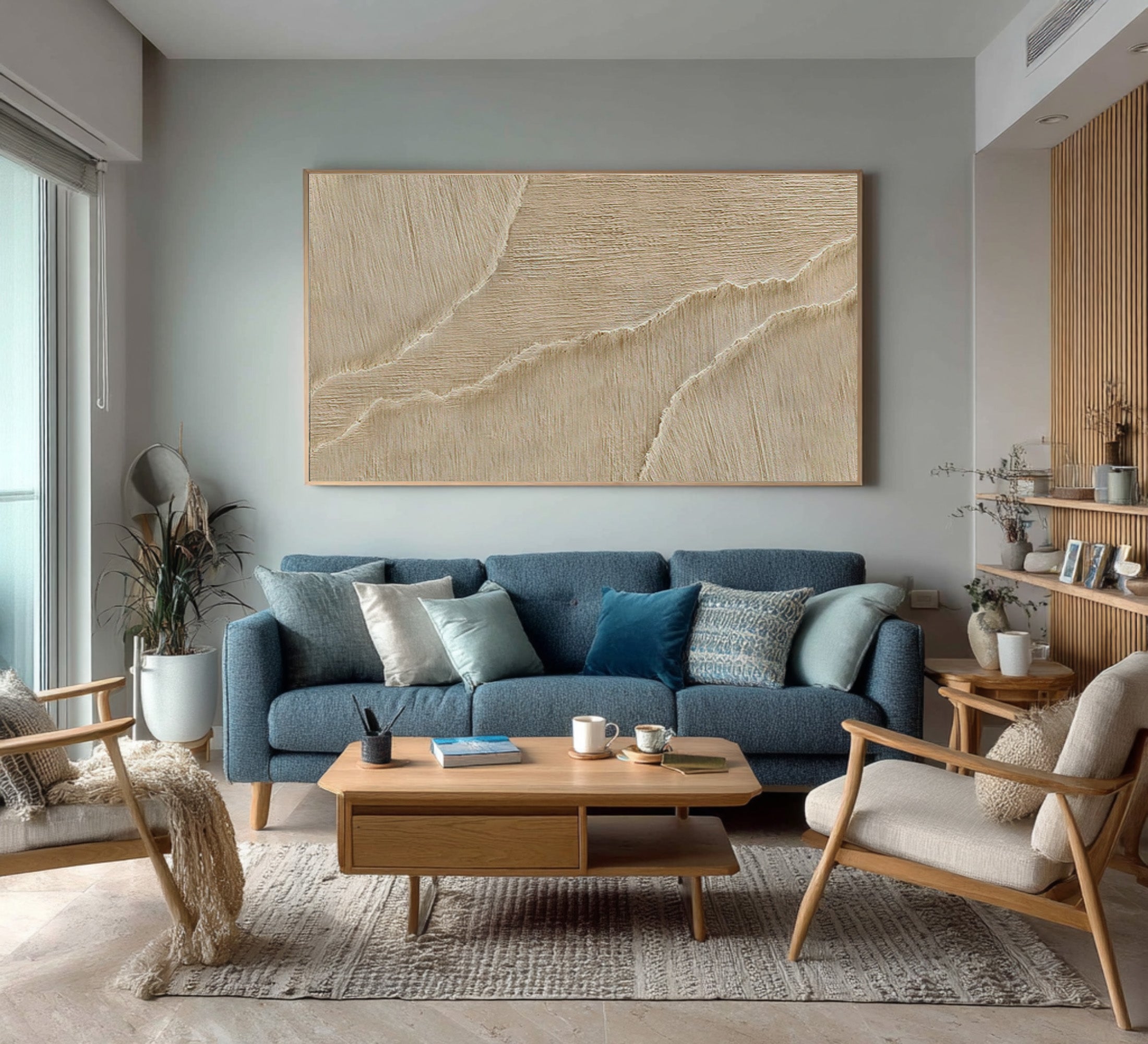 Abstract Textured Sand Waves Art - Modern Coastal Wall Decor #AG 069