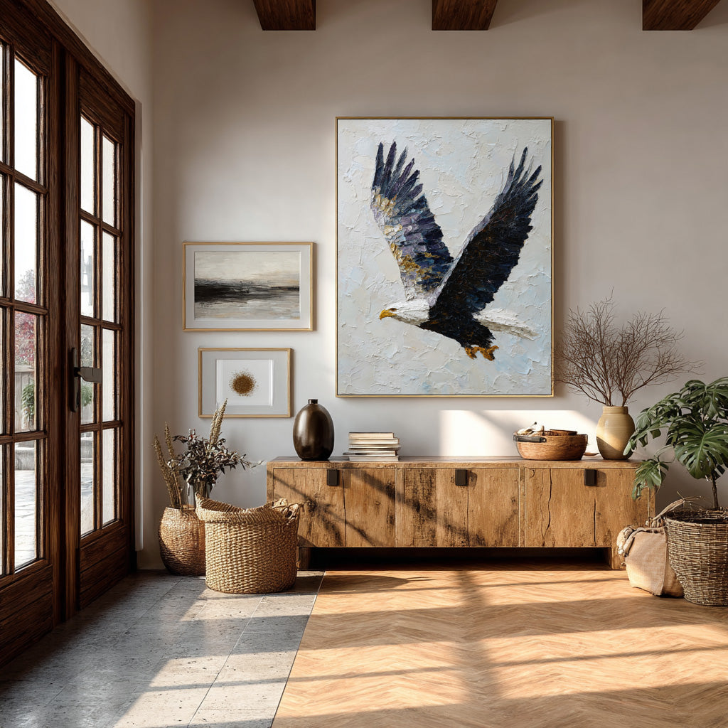 Abstract Bird Art - Textured Eagle on White #AG 053