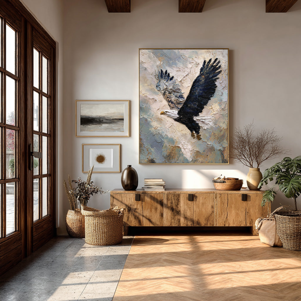 Majestic Eagle Flight Art - Abstract Textured Canvas #AG 052