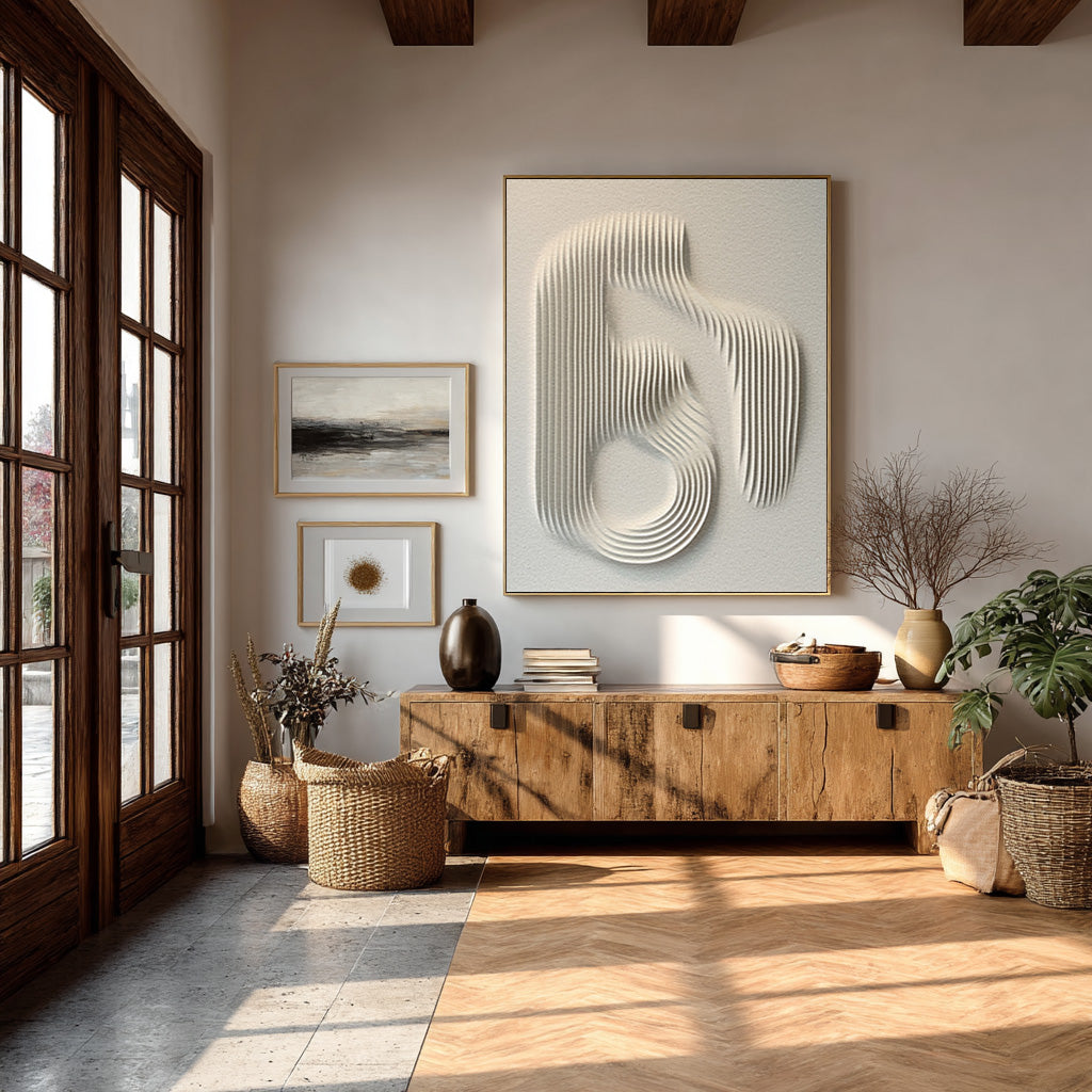 Large Vintage Abstract Oil Painting | Wabi-Sabi Wall Art #AG 080
