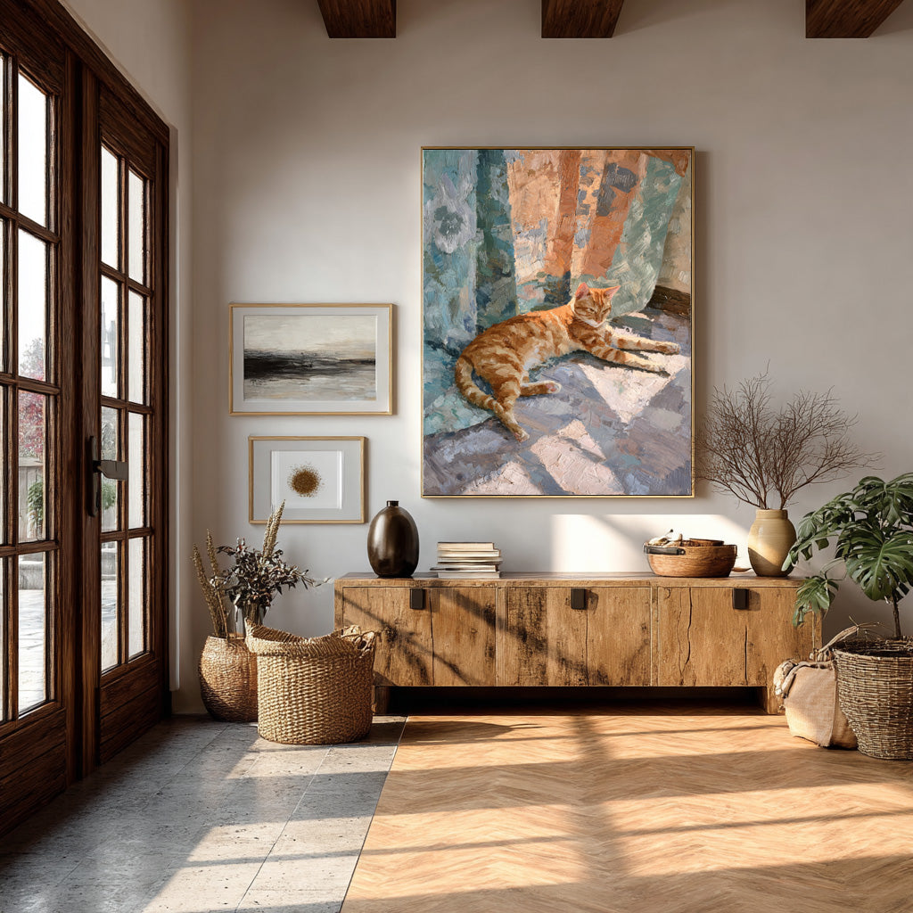 Lazy Cat Wall Art - Impressionistic Pet Portrait #AG 055
