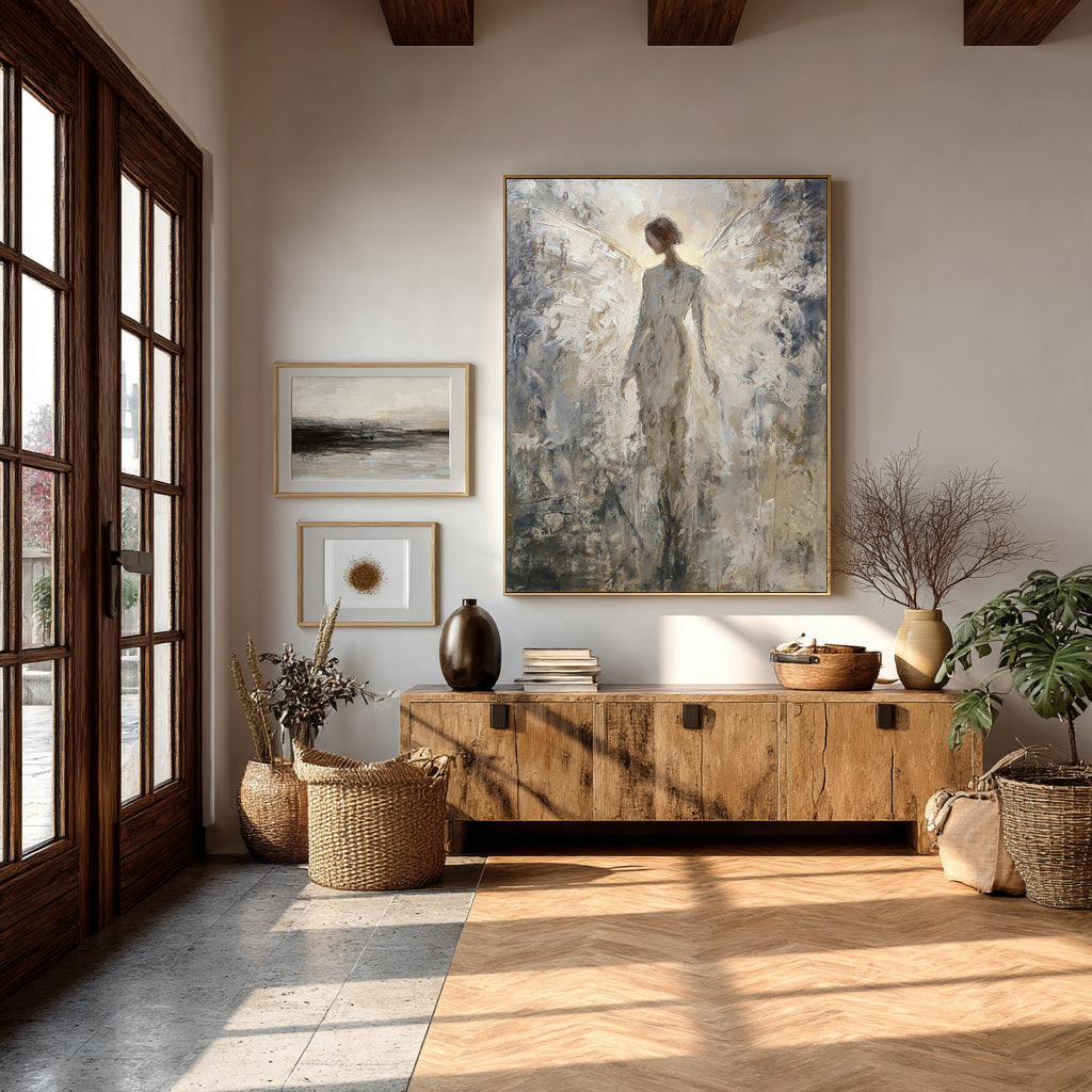 Serene Neutral Abstract Figure Canvas Art #AG 010