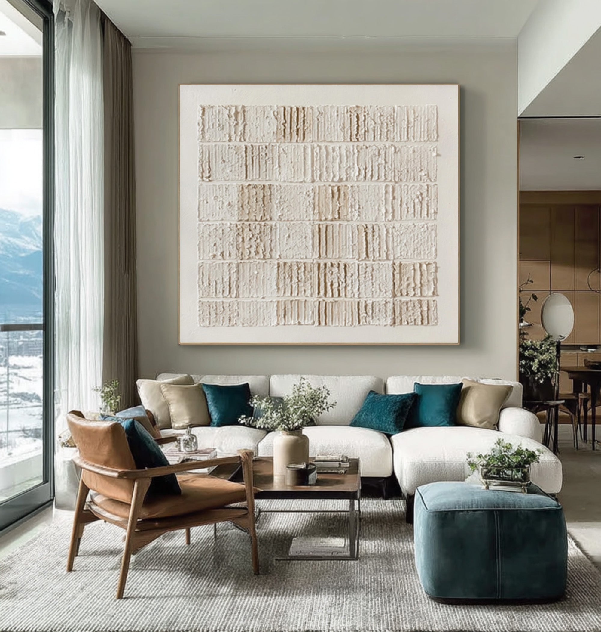 White Textured Abstract Art - Modern Minimal Decor #AG 057