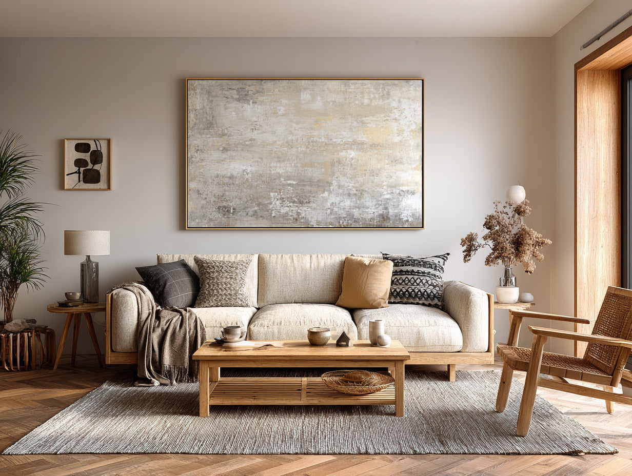 Beige & Gold Abstract Canvas for Modern Home Decor #AG 003