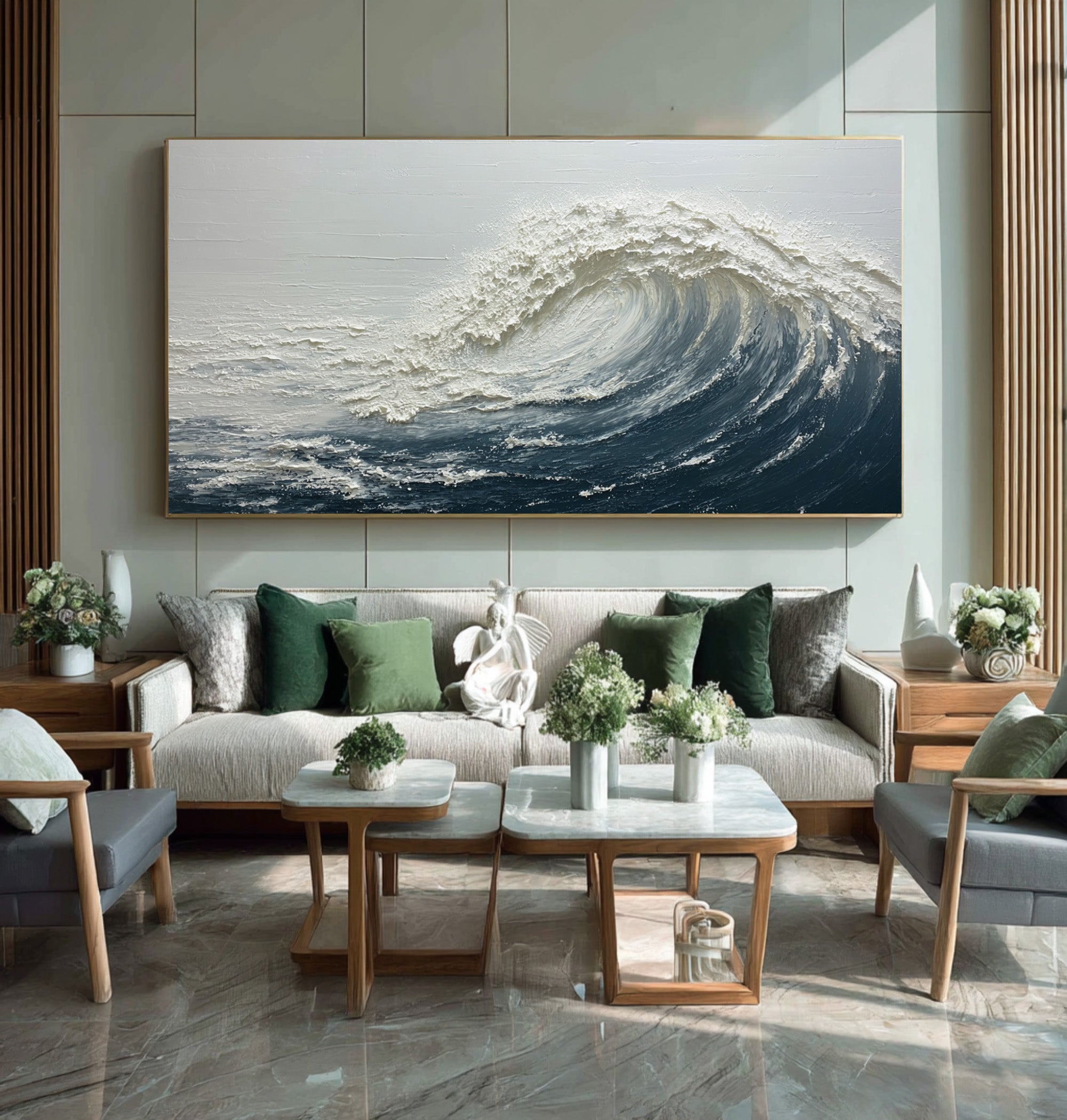 Ocean Wave Textured Art - Dynamic Coastal Painting #AG 062