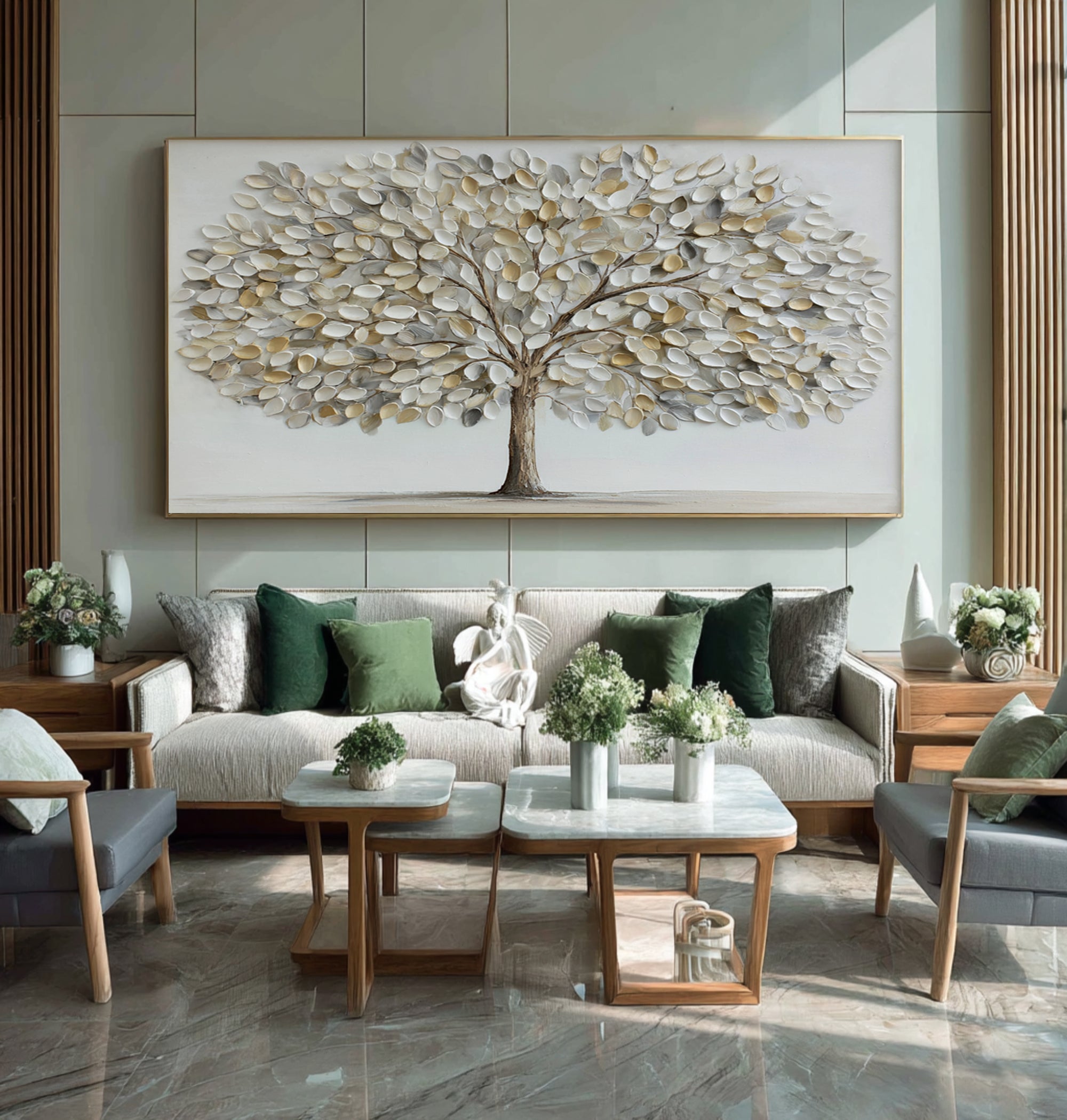 Palette Knife Tree Art - Abstract Textured Leaves #AG 065