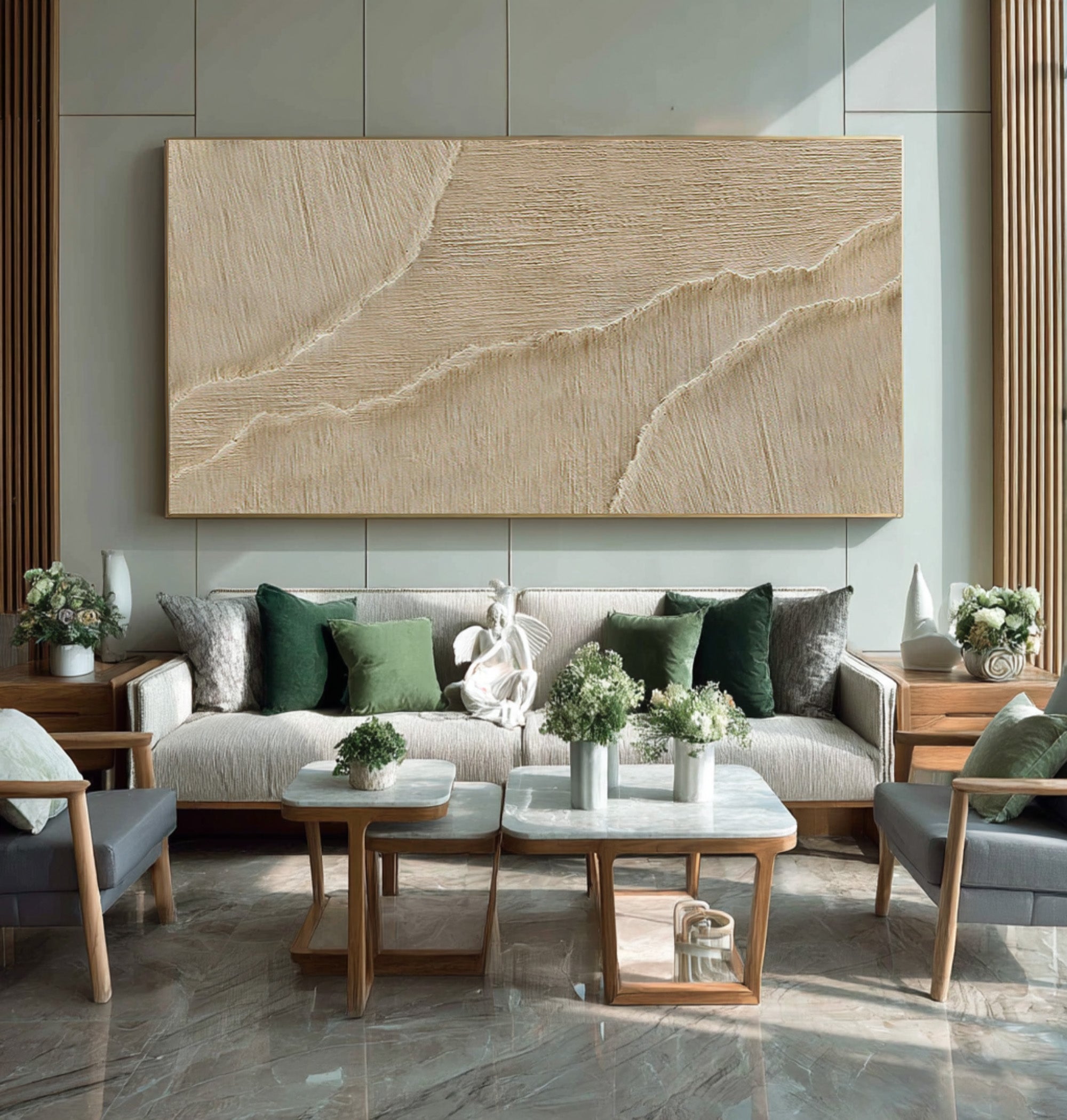 Abstract Textured Sand Waves Art - Modern Coastal Wall Decor #AG 069