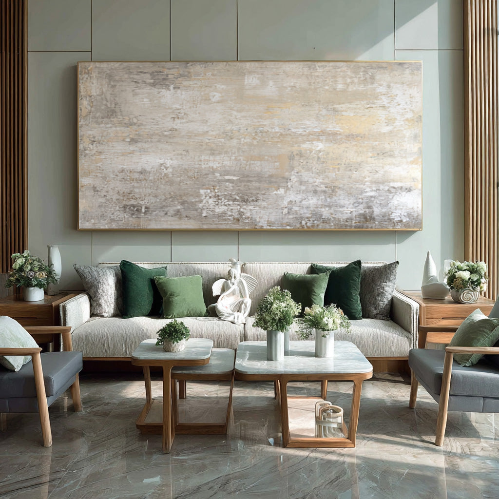 Beige & Gold Abstract Canvas for Modern Home Decor #AG 003