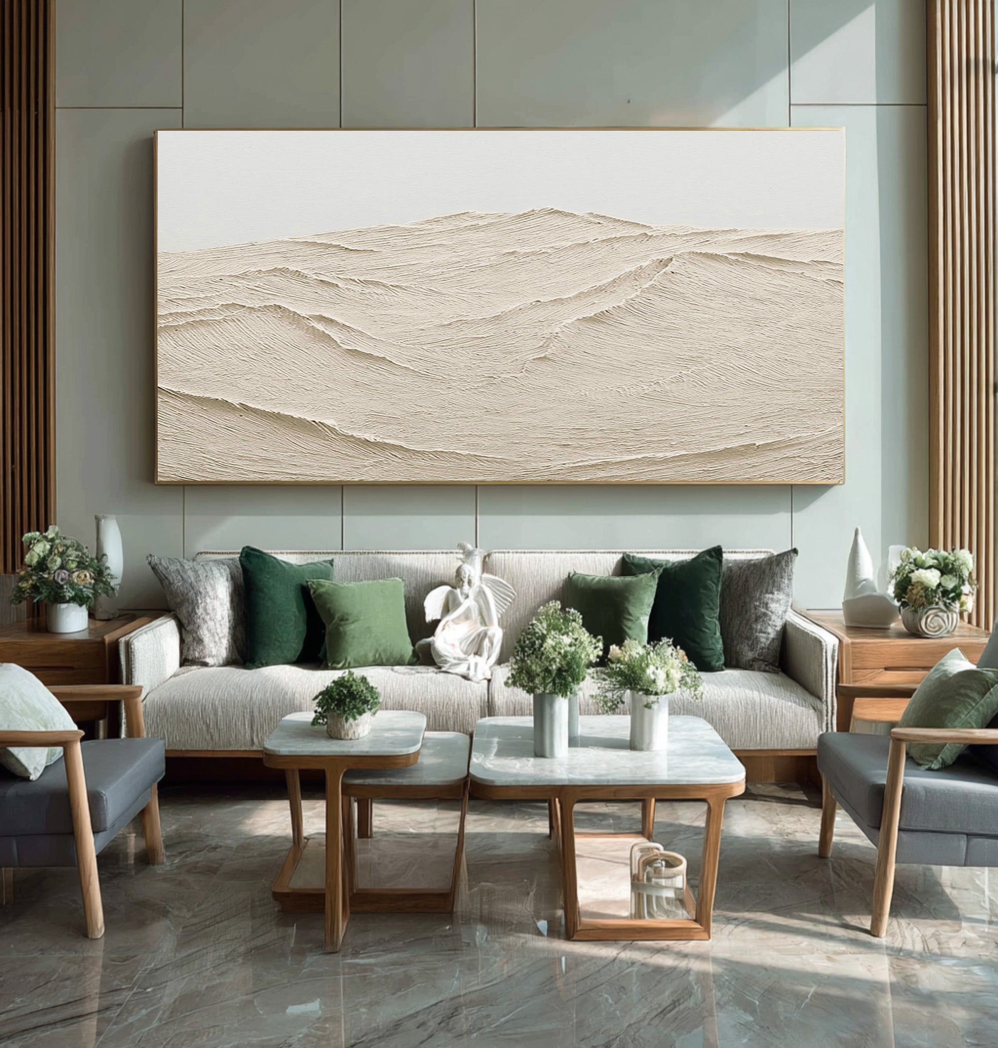 Textured Beige Ocean Wave Wall Art #AG 078