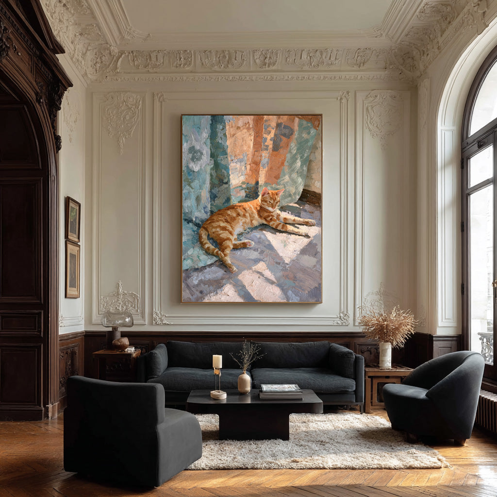 Lazy Cat Wall Art - Impressionistic Pet Portrait #AG 055