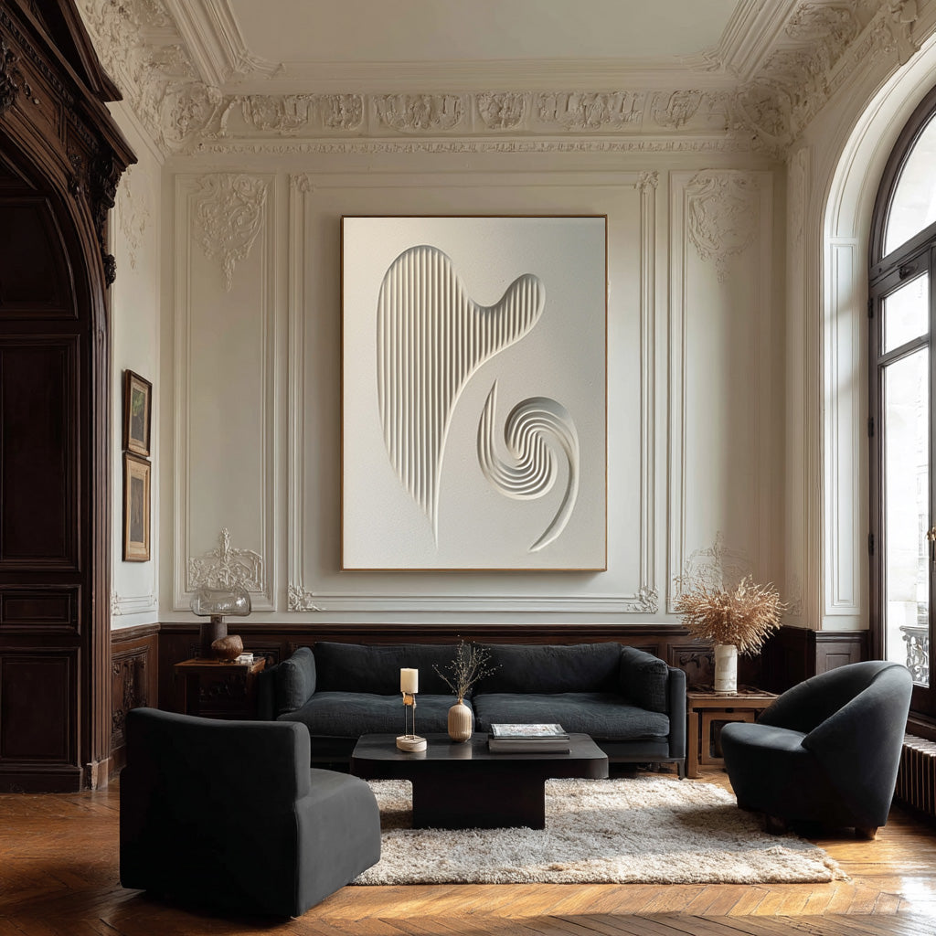 Modern White Relief Abstract Art Minimalist 3D Artwork #AG 081