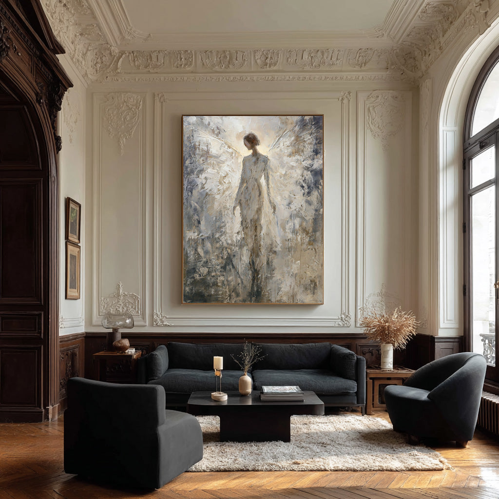 Serene Neutral Abstract Figure Canvas Art #AG 010