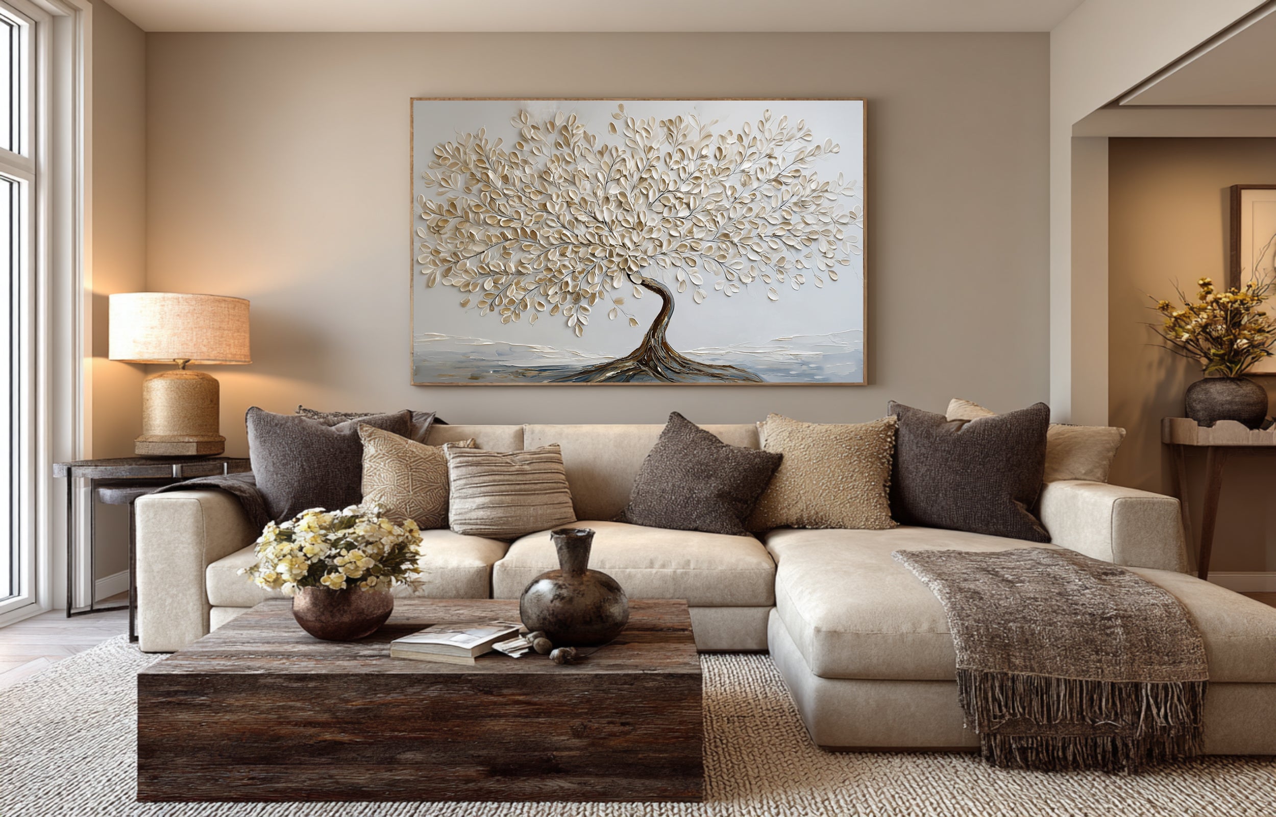 Textured Tree of Life Painting - Modern Abstract Wall Art #AG 066