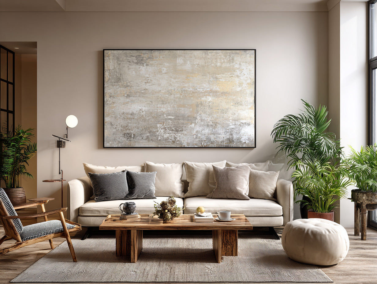 Beige & Gold Abstract Canvas for Modern Home Decor #AG 003