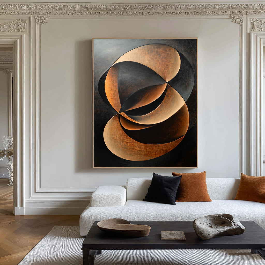 Black and Bronze Abstract Art Elegant Organic Shapes #AG 096