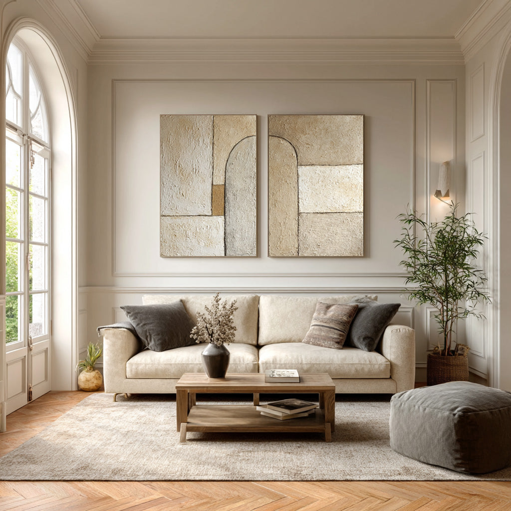 Modern Farmhouse Textured Wall Art Set Of 2 #AG 023