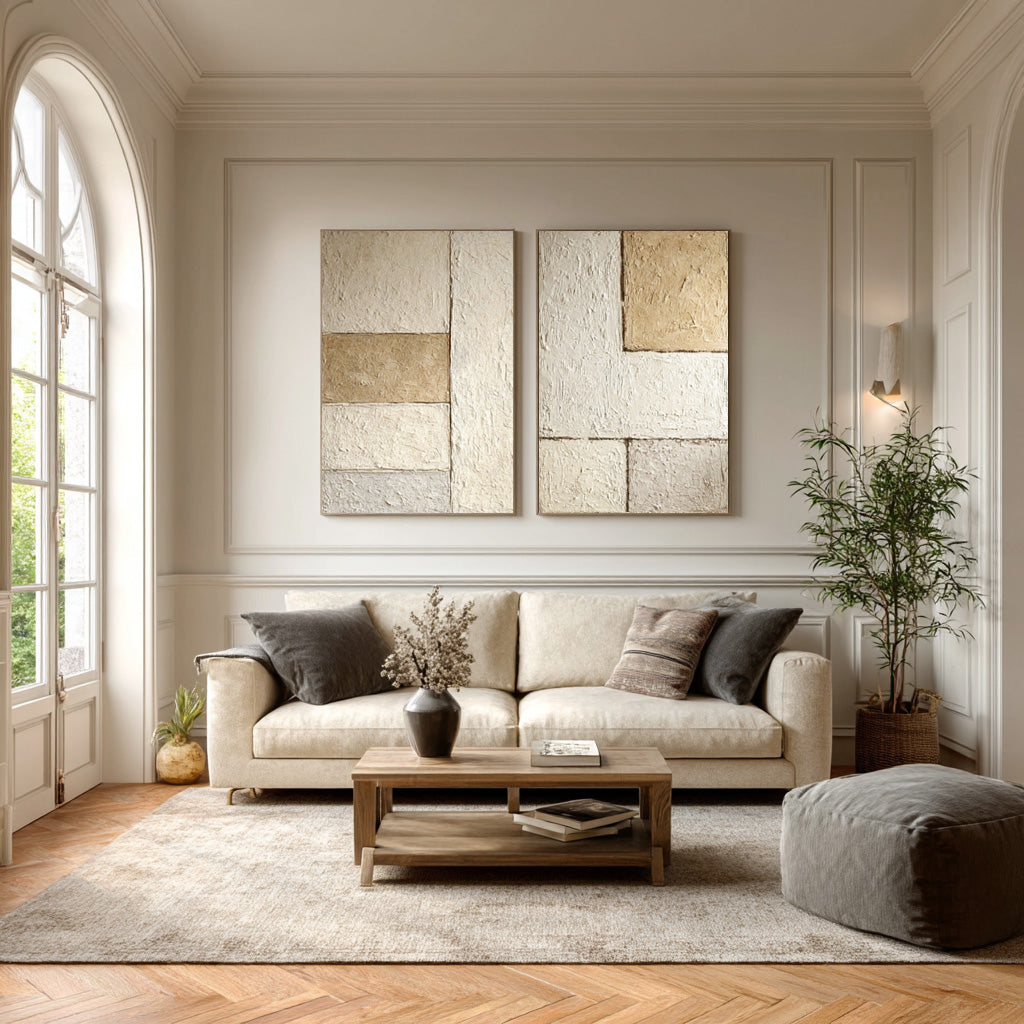 Contemporary Oversized Textured Canvas Set Of 2 #AG 022