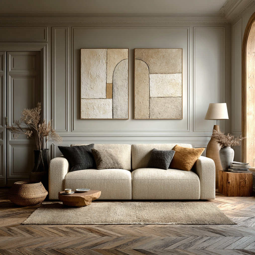 Modern Farmhouse Textured Wall Art Set Of 2 #AG 023