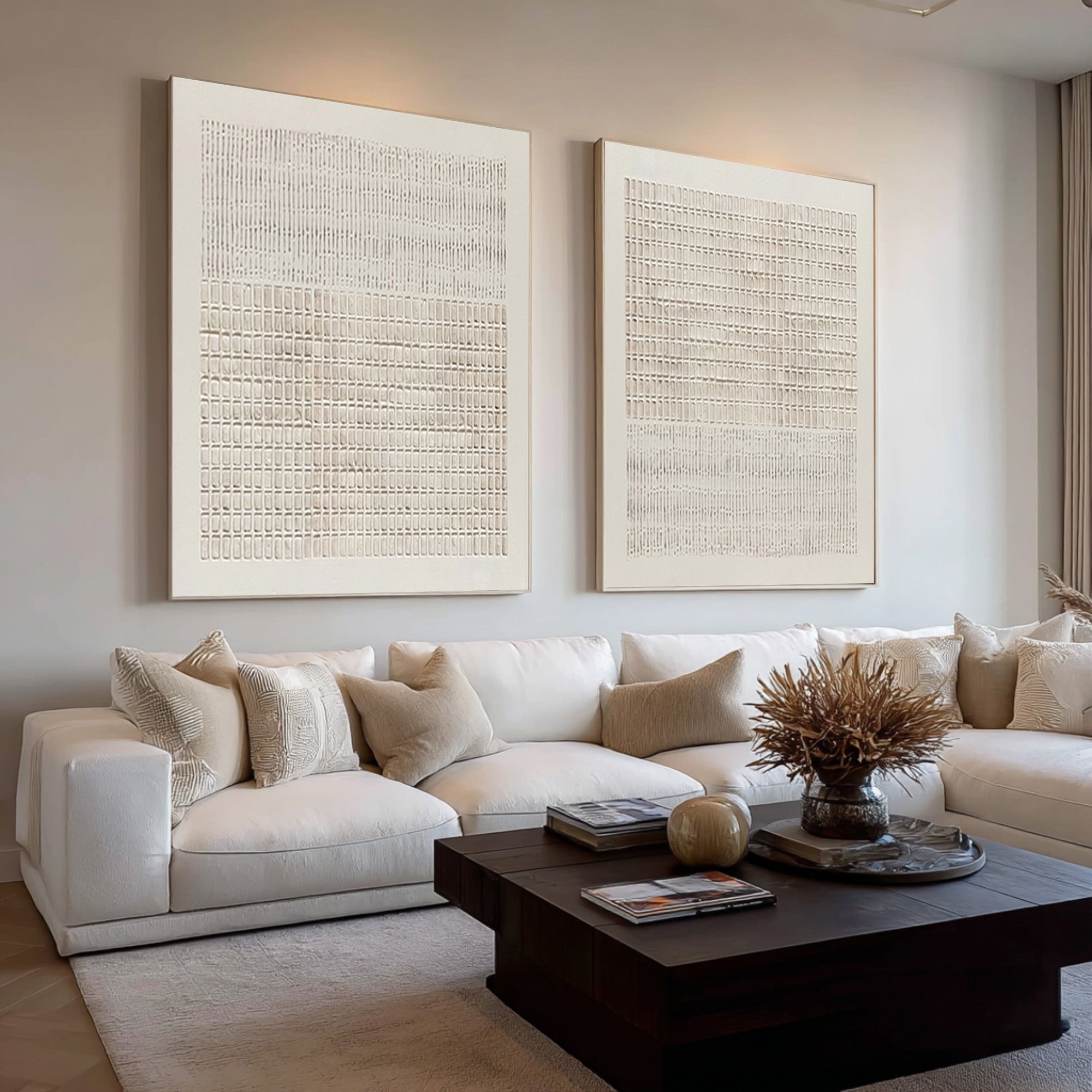 Textured Minimal Abstract Wall Art Set of 2 #CZ 037