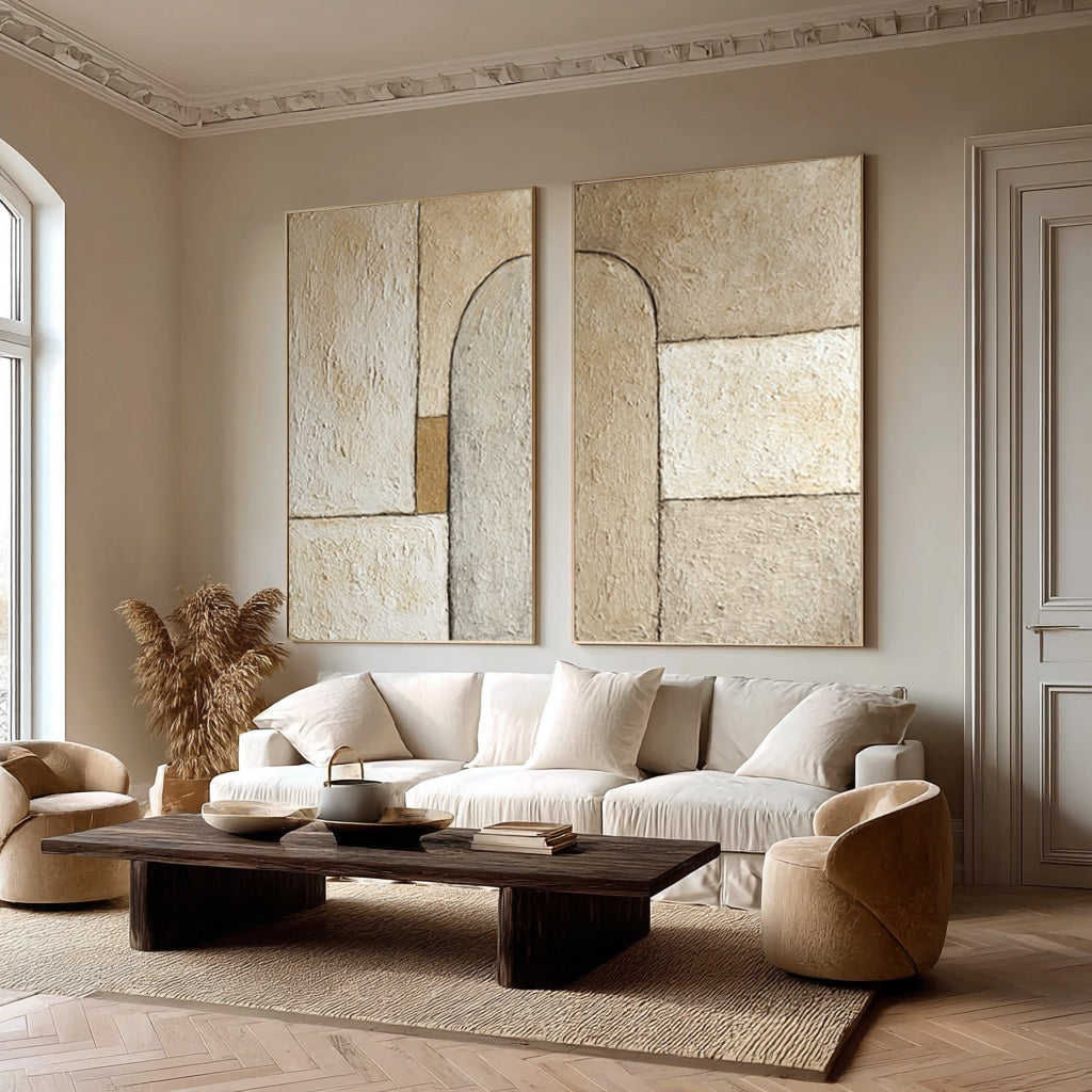 Modern Farmhouse Textured Wall Art Set Of 2 #AG 023