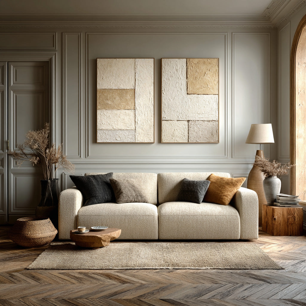 Contemporary Oversized Textured Canvas Set Of 2 #AG 022