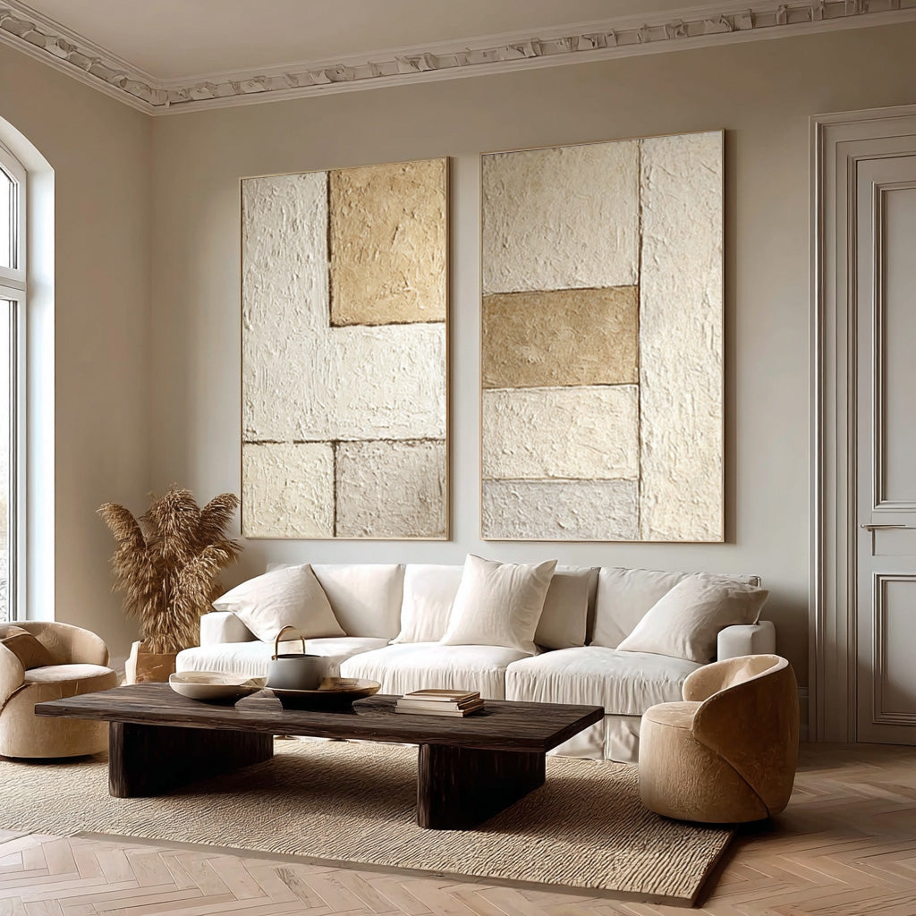 Contemporary Oversized Textured Canvas Set Of 2 #AG 022