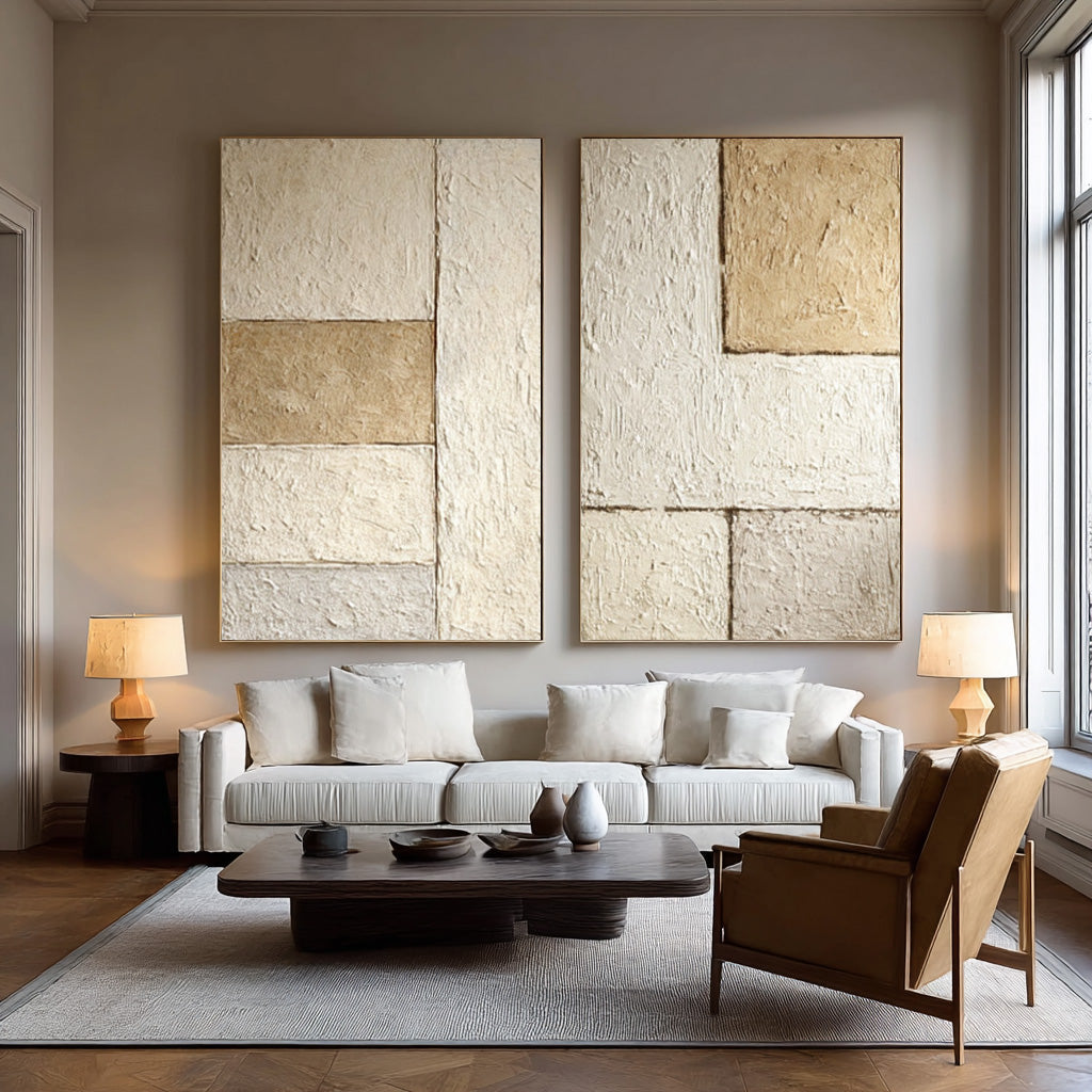 Contemporary Oversized Textured Canvas Set Of 2 #AG 022