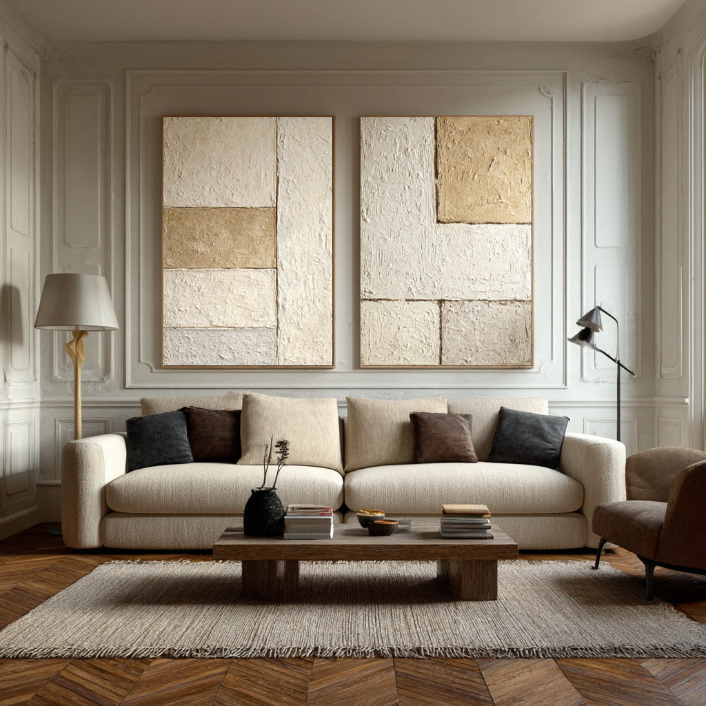 Contemporary Oversized Textured Canvas Set Of 2 #AG 022