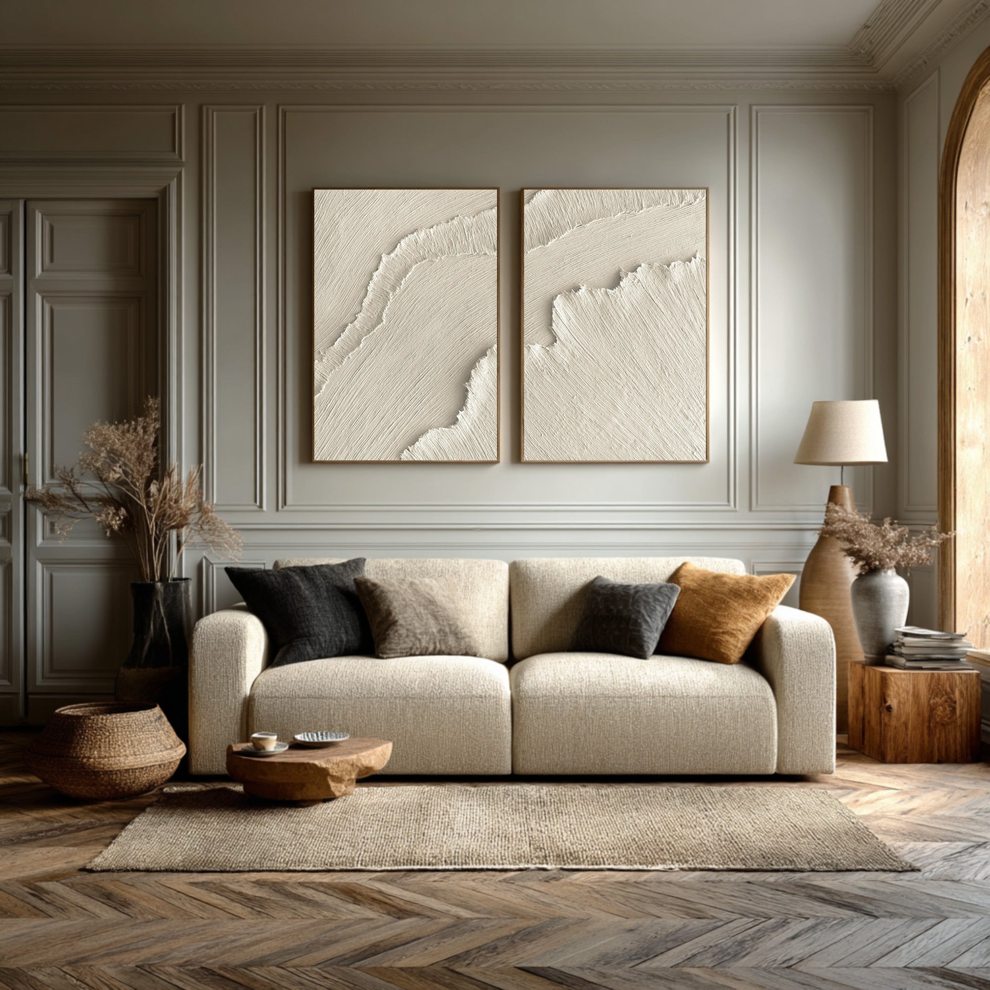 Rustic Industrial Style Abstract Painting Set Of 2 #AG 076