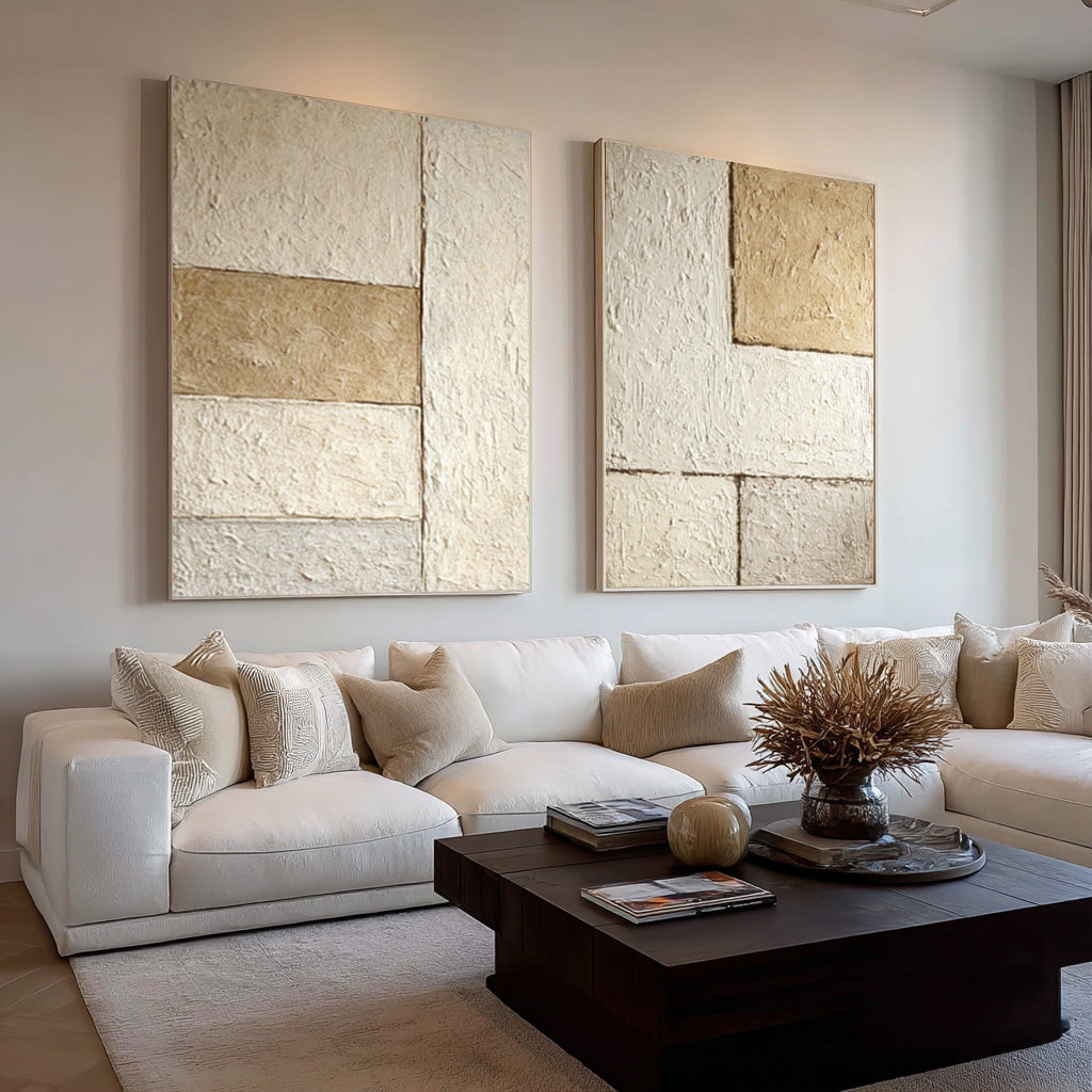 Contemporary Oversized Textured Canvas Set Of 2 #AG 022