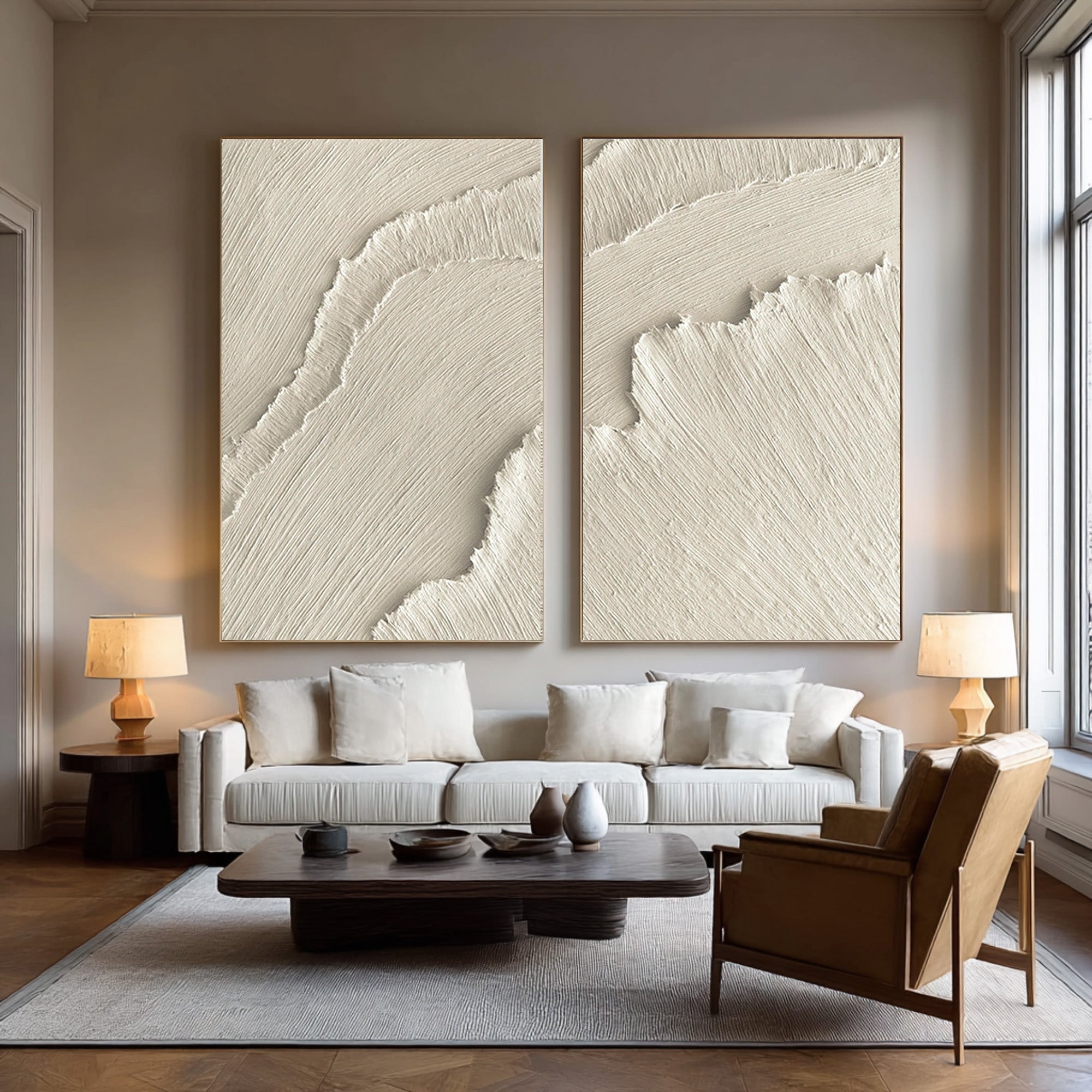 Rustic Industrial Style Abstract Painting Set Of 2 #AG 076
