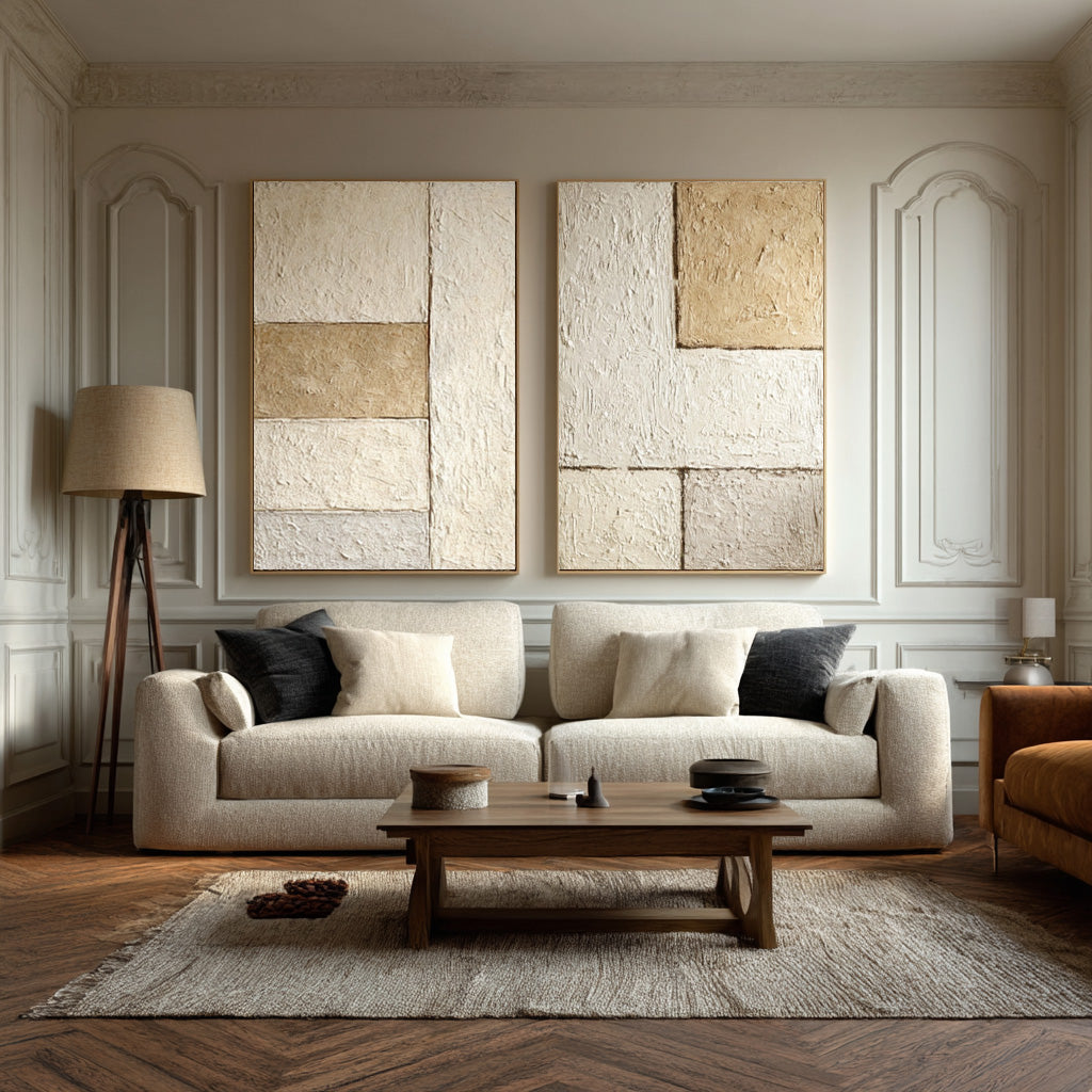 Contemporary Oversized Textured Canvas Set Of 2 #AG 022