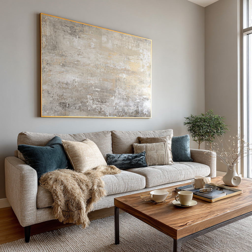 Beige & Gold Abstract Canvas for Modern Home Decor #AG 003