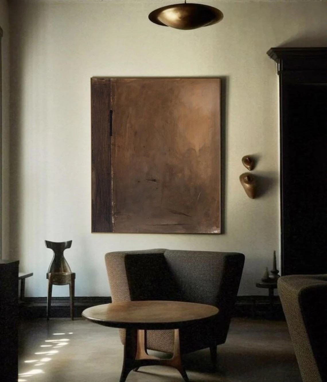 Warm Brown Abstract Art Earth Tones Cozy Wall Decor #AP 085