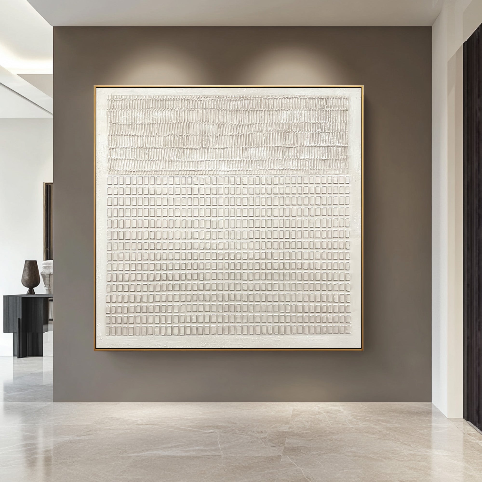 Textured White Minimalist Abstract Wall Art #AG 025