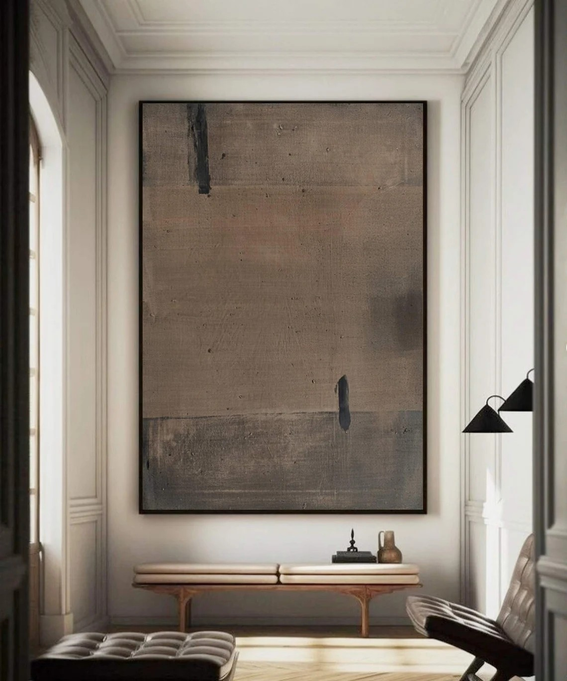 Neutral Brown Abstract Art for Modern Home Decor #AP 095