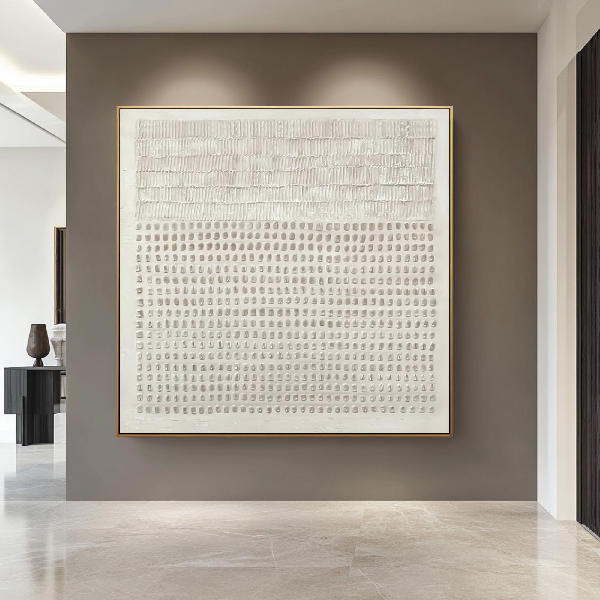 Abstract White Textured Wall Art - Modern Minimalist Decor #AG 028