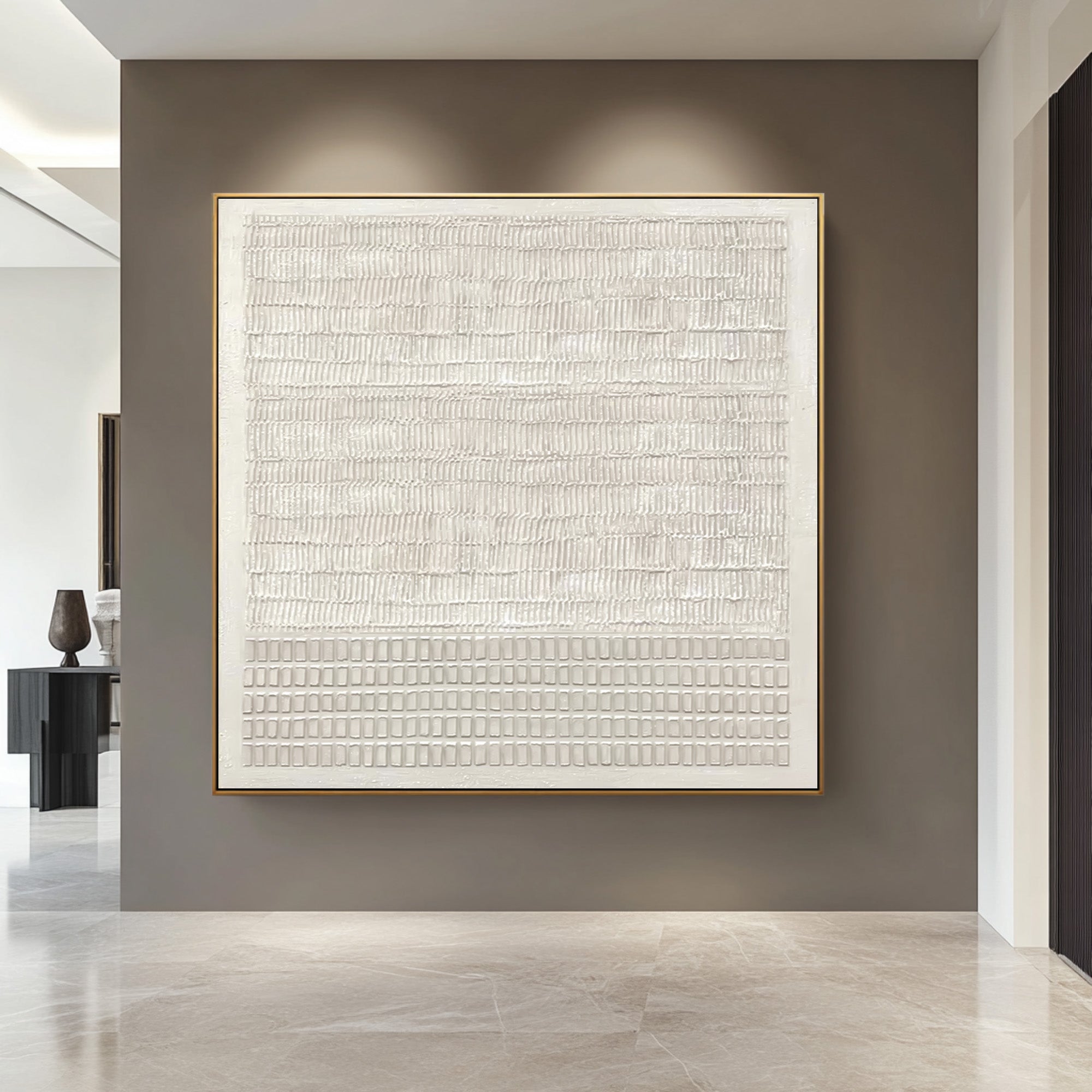 Sculptural White Abstract Wall Art Grid #AG 026