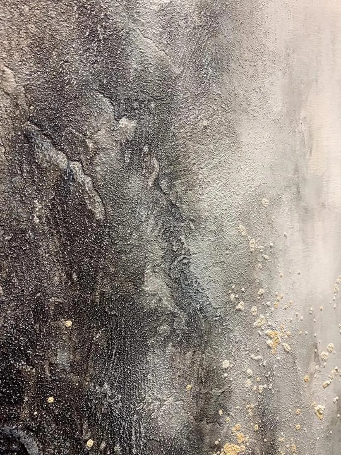 Grey and Gold Abstract Landscape Painting - Modern Wall Art #FT 058