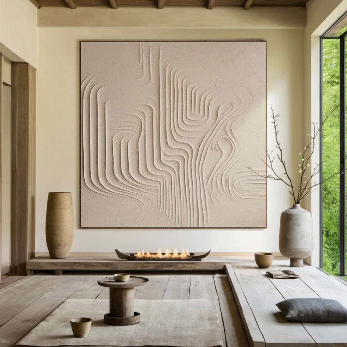 Textured 3D Abstract Painting - Beige Minimalist Art #AP 111