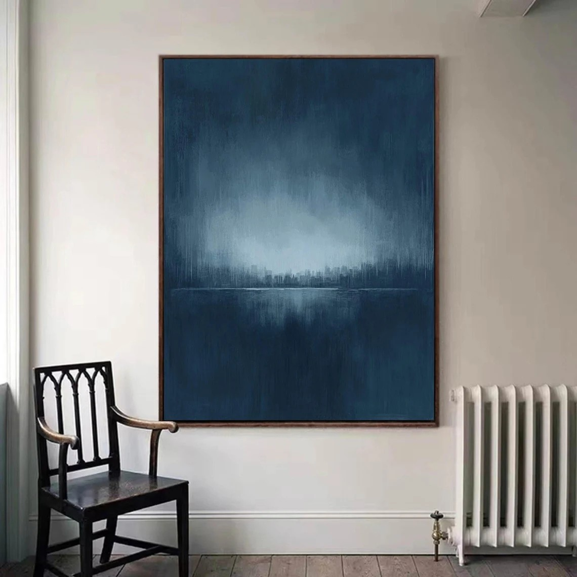 Moody Blue Abstract Landscape Painting for Modern Interiors #AP 104