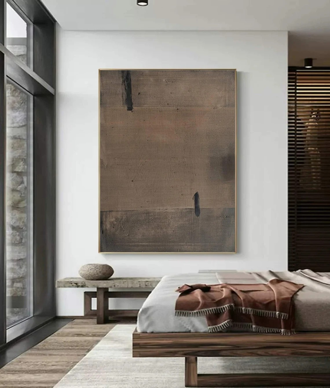 Neutral Brown Abstract Art for Modern Home Decor #AP 095