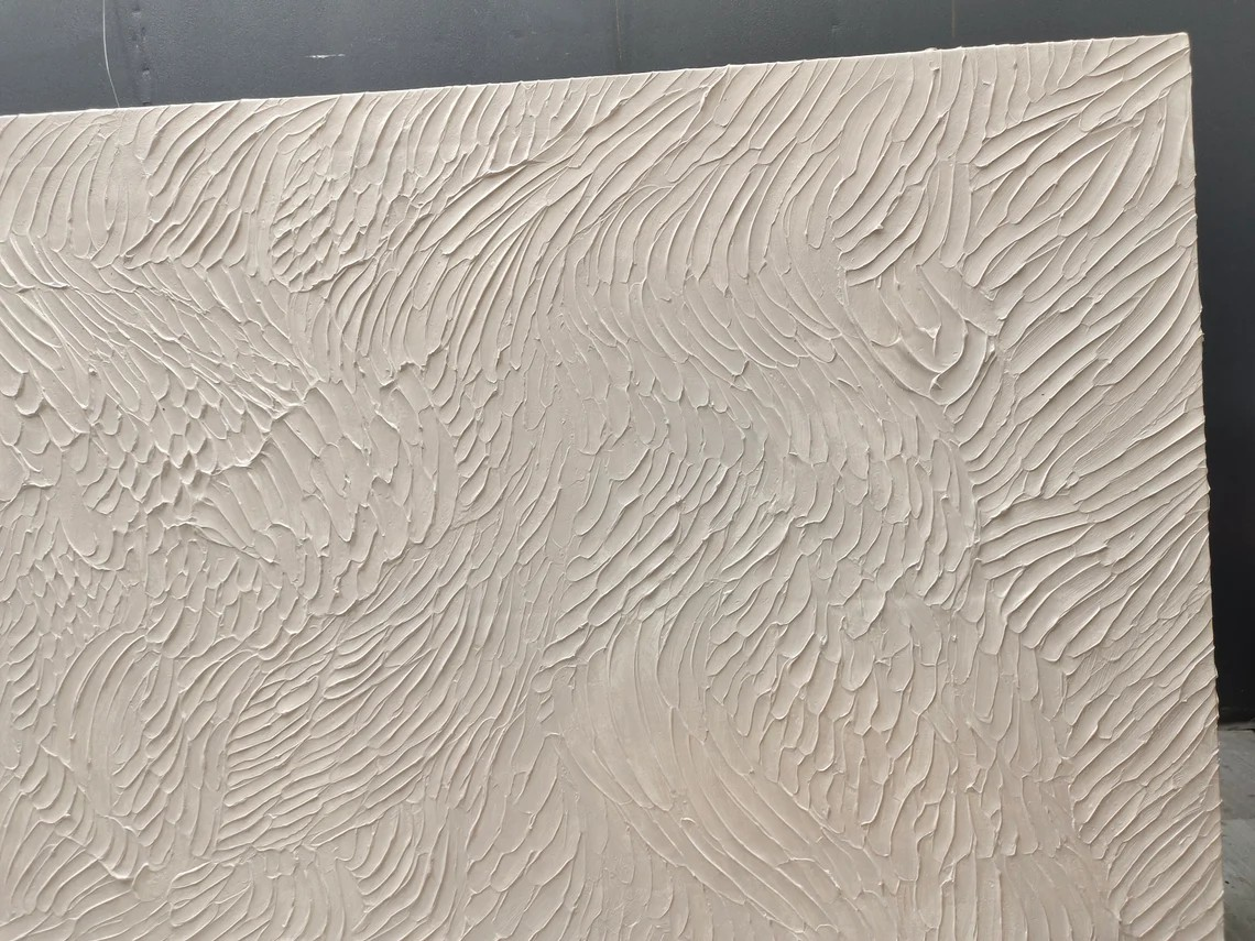 Minimalist 3D Wall Art - Textured Beige Abstract Painting for Home Decor #AP 112