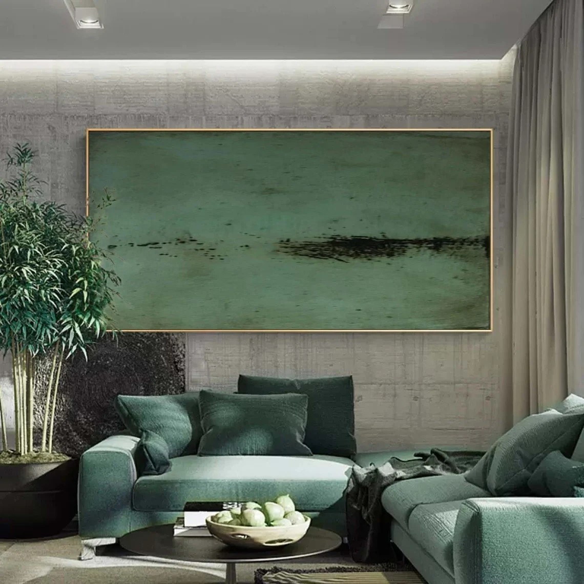 Abstract Green Wall Art | Nature Inspired Minimalist Canvas Painting #AP 087