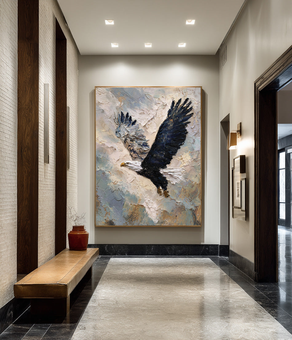 Majestic Eagle Flight Art - Abstract Textured Canvas #AG 052